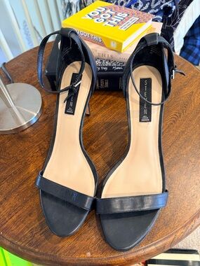 Steve Madden Black Ankle-Strap Open-Toe Heels